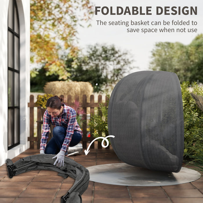 Outsunny Fauteuil Œuf Double sur Pied, Balancelle Suspendue, Gris