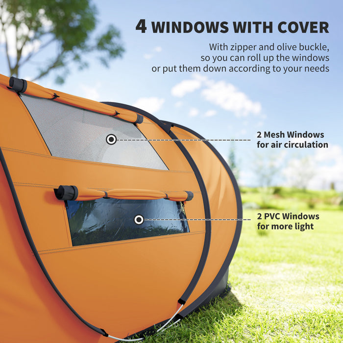 Outsunny Tente de Camping Automatique pour 4 Personnes, avec Sac de Transport et Portes