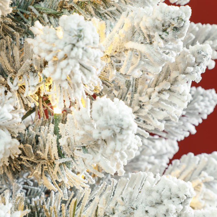 Homcom Arbre De Noel Artificiel Floque Enneige De 7 Pieds Avec Lumieres