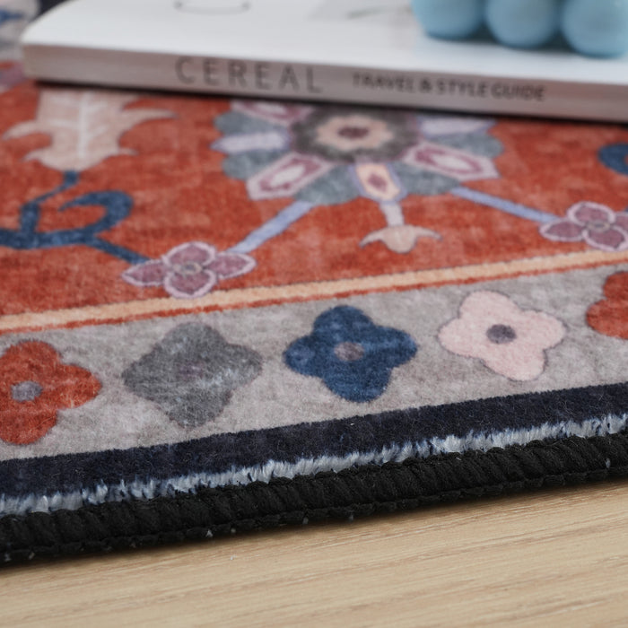 Tapis Etoile Noire Lavable Antiderapant A Poils Ras 5'x7'