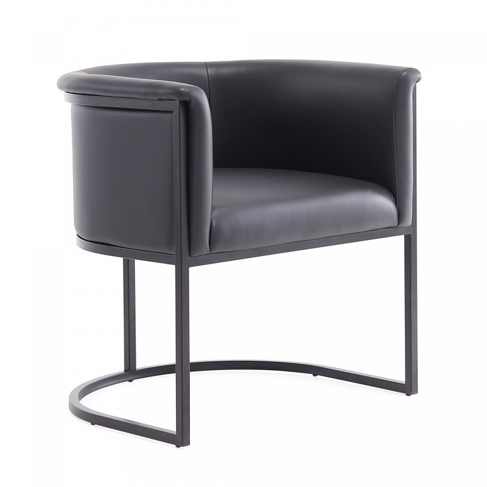 Chaise de salle a manger moderne mi-siecle en cuir vegetalien et metal noir Cosmopolitan - Lot de 2