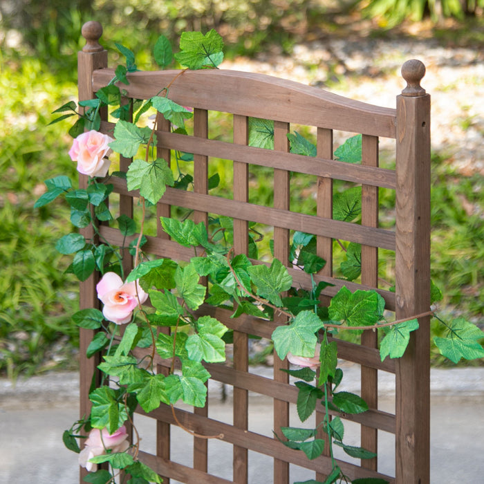 Outsunny Jardiniere Avec Treillis Bac A Fleurs Jardiniere Sur Pied Inserts D'irrigation Inclus Bois Sapin Brun