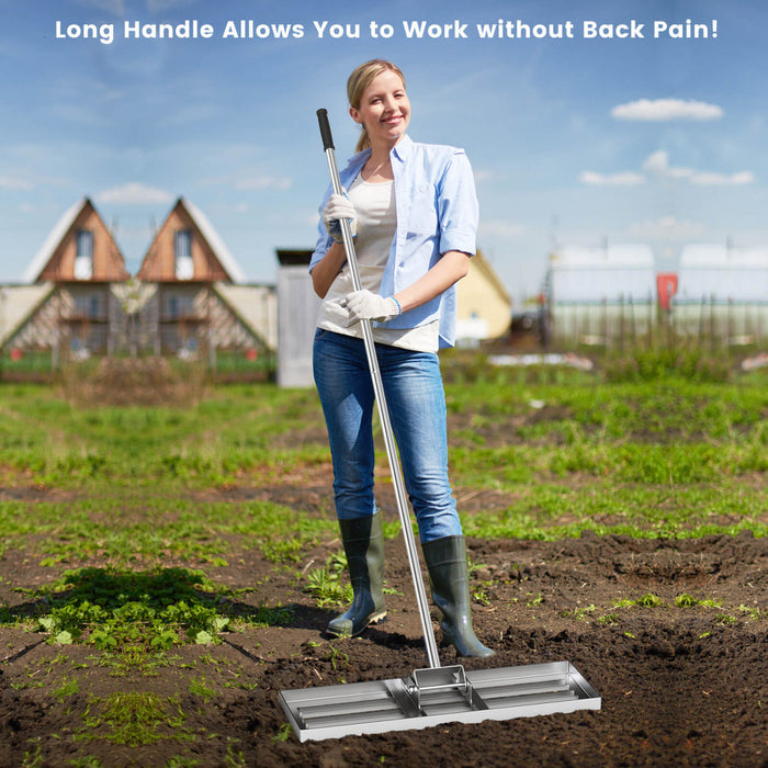 Costway Pelouse Nivelage Rake 30 \"x 10\" Outil De Pelouse De Niveau Pour Jardin Arriere-cour/pelouse Argent