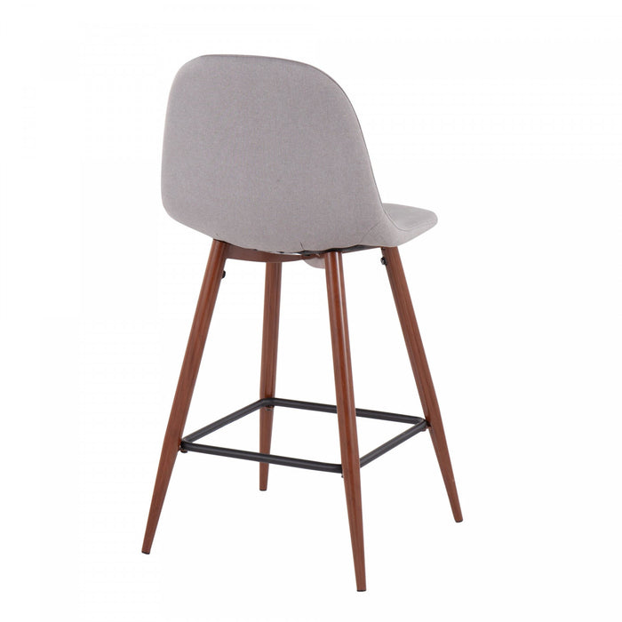 Tabouret moderne du milieu du 20e siècle Pebble de hauteur comptoir en tissu gris clair - ensemble de 2