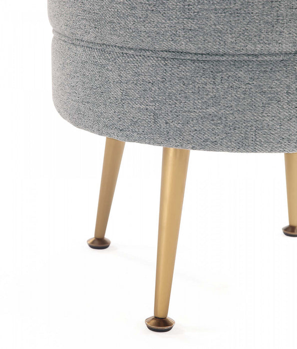 Lot de 2 poufs d’appoint Bailey style milieu du siecle moderne en tissu gris