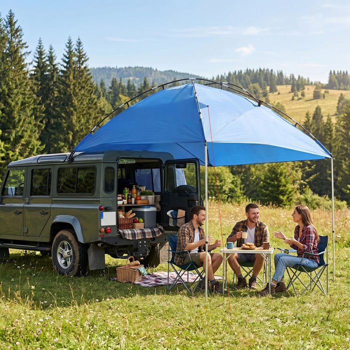 Tente de hayon Outsunny pour SUV, etanche, 350 x 245 cm, bleu clair