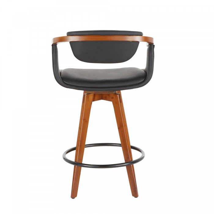 Tabouret moderne du milieu du 20e siècle Oracle de hauteur comptoir en similicuir - noyer et noir