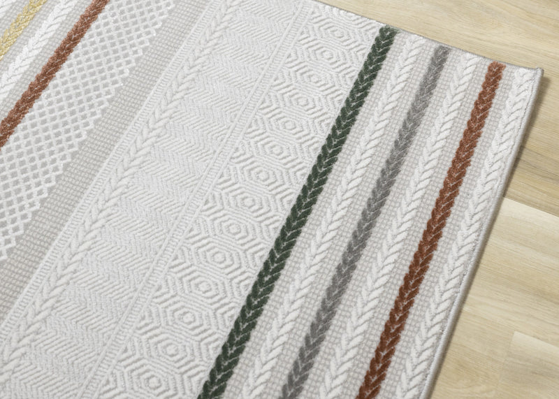 Carpette London à rayures multicolores - 5 pi 3 po x 7 pi 7 po