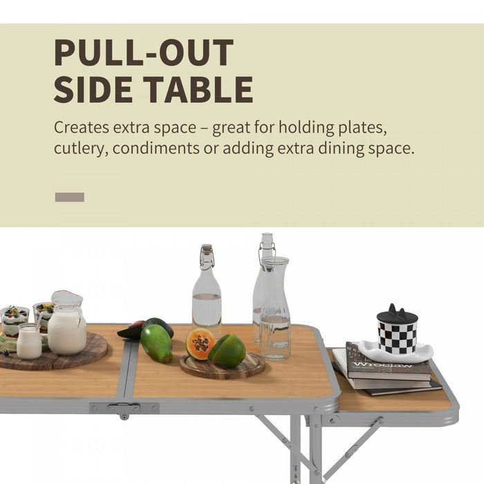 Outsunny Table de Pique-Nique Pliante 3ft avec Etagere Coulissante en Aluminium