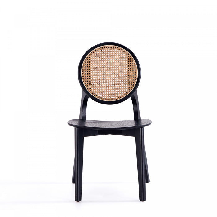 Chaise de salle a manger en bois style industriel Versailles en noir et naturel - Lot de 4