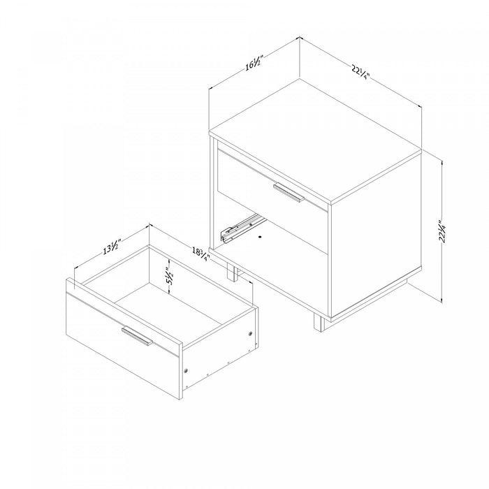 Fynn Table de chevet 2 tiroirs Chêne gris, de Meubles South Shore
