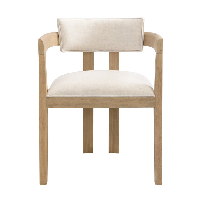 Chaise De Salle À Manger James Avec Accoudoirs, Ensemble De 2, Cadre En Bois D’hévéa - Beige