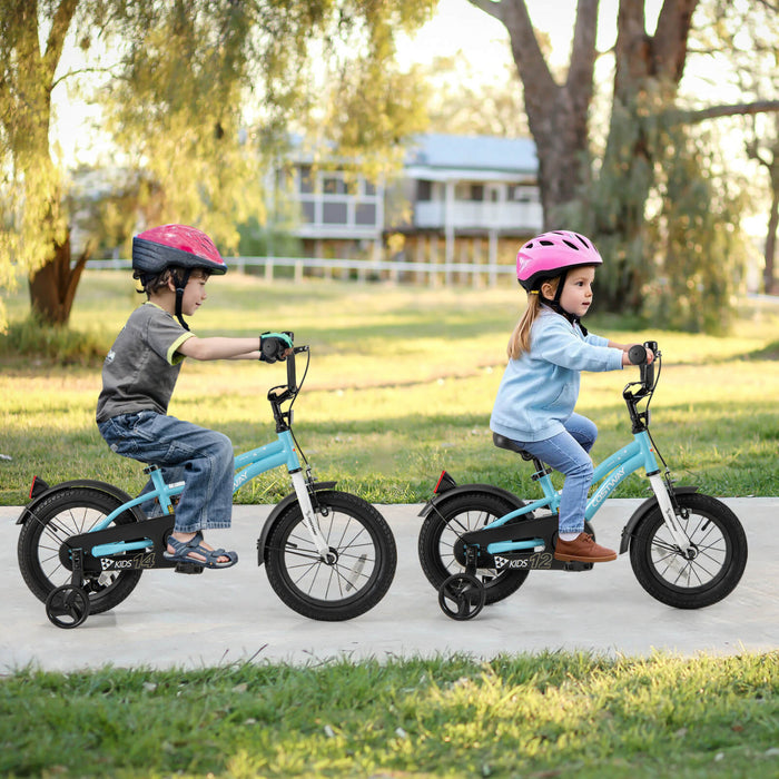 Costway 14\" Velo Pour Enfants Pour Garcons Et Filles De 3 A 5 Ans Avec Reflecteurs De Frein A Main Reglables Bleu