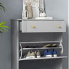 HOMCOM Narrow Shoe Cabinet w/ 2 Flip Drawers, Shoe Storage Cabinet, Grey