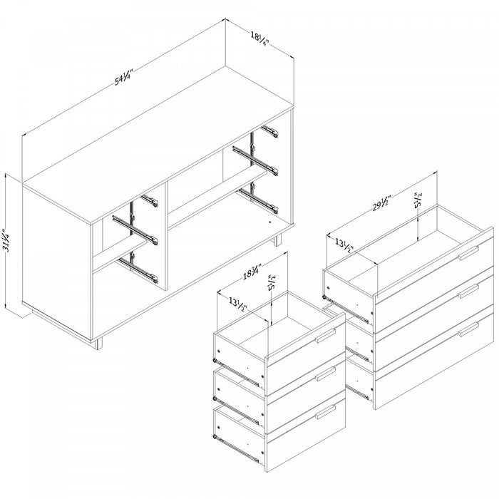 Noah Commode 6 tiroirs Chêne blanchi, de Meubles South Shore