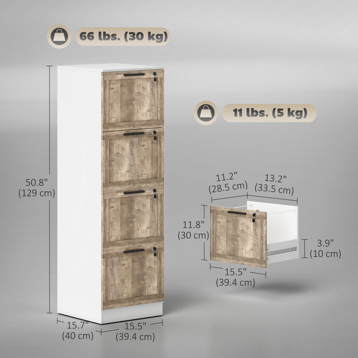 HOMCOM Classeur 4 tiroirs avec serrure, format A4, blanc