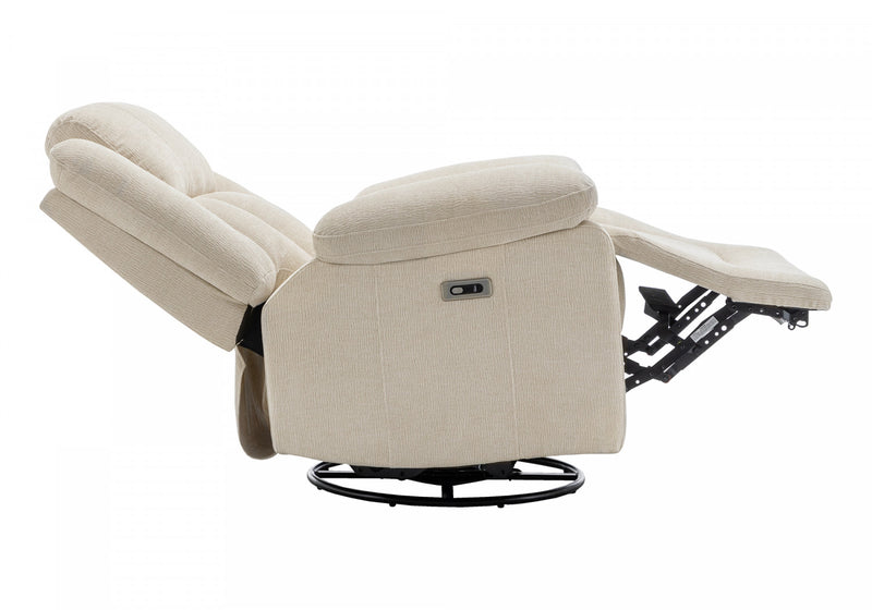 Fauteuil Inclinable Electrique, 39\"L, Planeur, Pivoter, Port Usb Inclus, Tissu Beige