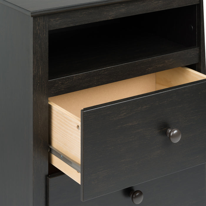 Table de nuit Jade à 2 tiroirs - noir délavé