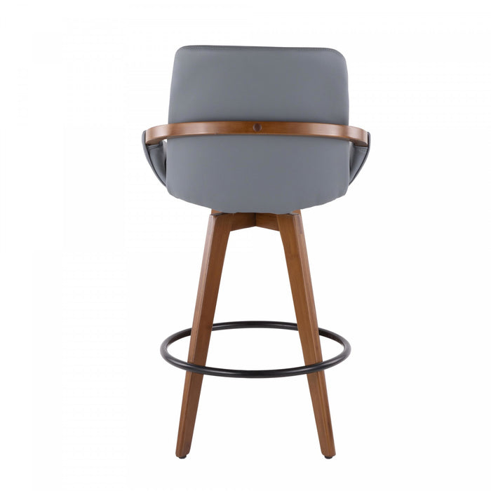 Tabouret moderne du milieu du 20e siècle Cosmo de hauteur comptoir en similicuir - noyer et gris