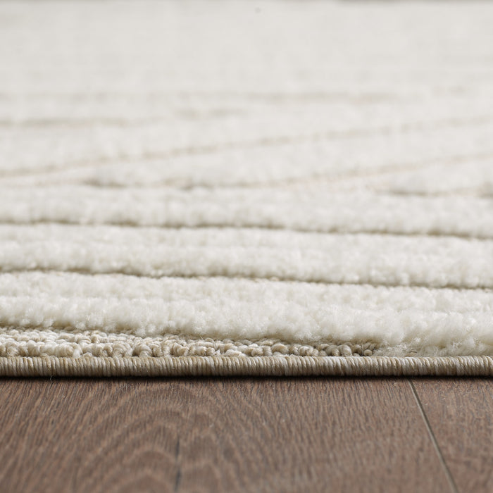Carpette à poil long brossé Quinto à motif de vagues - 5 pi 7 po x 7 pi 