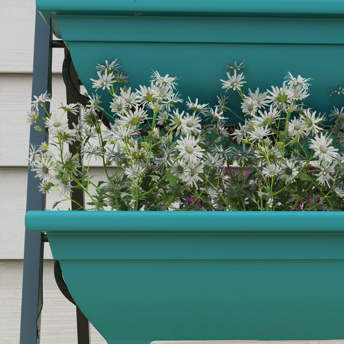 Outsunny Lit De Jardin Sureleve Vertical De 3 Niveaux Avec 5 Boites De Jardiniere, Support De Plante Exterieur Cultivent Le Conteneur Avec Des Trous Qui Fuient Pour Patio De Balcon Exterieur, Vert