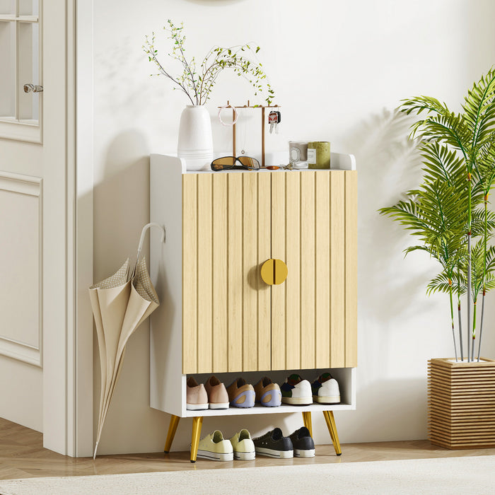 HOMCOM Armoire a chaussures pour 15 paires de chaussures, couleur naturel