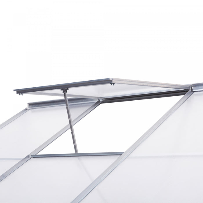Outsunny Serre De Jardin A Acces Direct Aluminium Polycarbonate Avec Toit Ventile Pour Plantes, Herbes Et Legumes 6.3' X 4.2' X 7.2' Silver