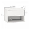 HOMCOM Floating Nightstand Set of 2 with Drawer and Shelf, White