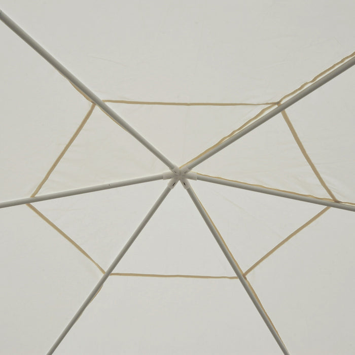 Tonnelle Barnum Tente De Reception Hexagonale 10 MĠ Style Cosy Metal Polyester Impermeabilise Surface Env. 10 MĠ Creme