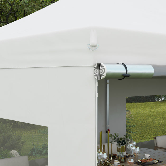 Outsunny Abri De Tente Instantane 20' X 10' Auvent Escamotable, Blanc