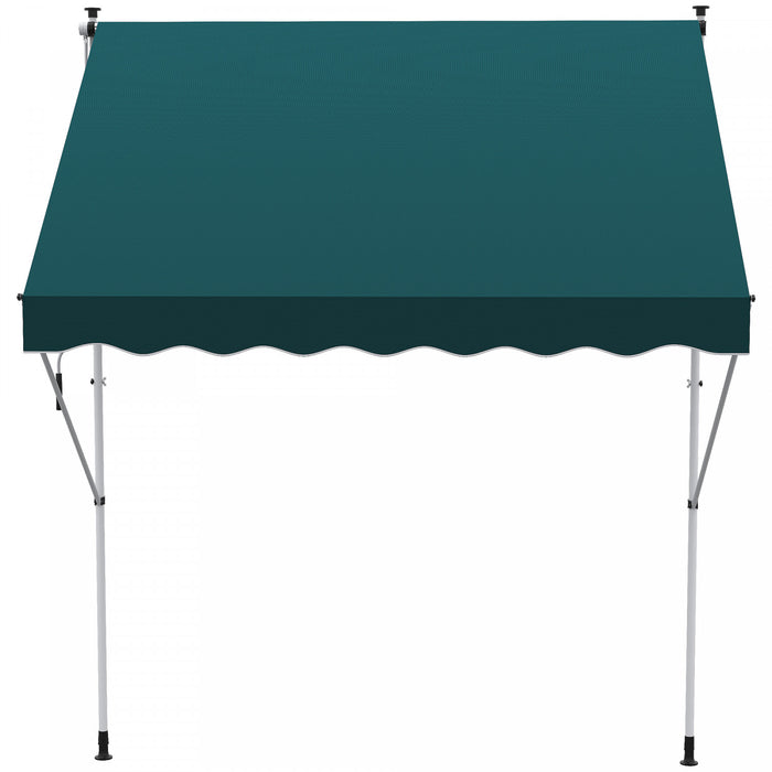Outsunny Store Banne Manuel Retractable Inclinaison Reglable Installation Rapide Metal Alu Polyester Vert