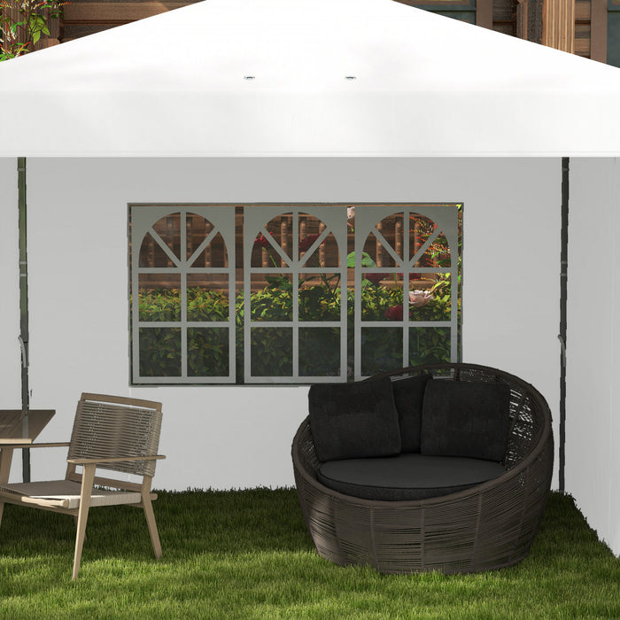 Outsunny Tente De 10' X 19' Avec Parois Laterales, Abri Solaire Instantane, Tentes Pour Fetes, Hauteur Reglable, Avec Sac De Transport Et 5 Sacs De Sable Pour L'exterieur, Le Jardin, La Terrasse