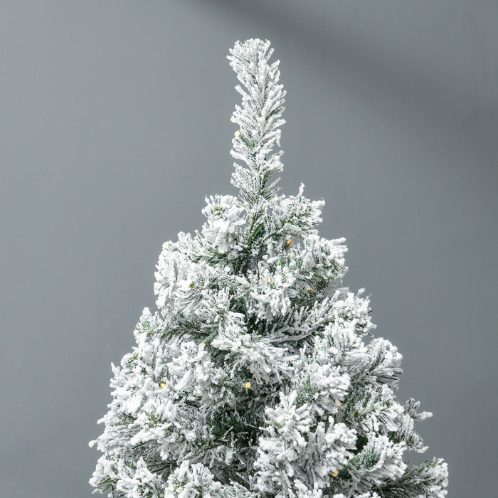 Homcom Arbre De Noel Artificiel Floque De Neige De 7,5 Pieds Avec Lumieres