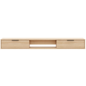 Meuble pour téléviseur mural mince Nordika de 72 po avec 2 armoires de rangement - chêne blond naturel