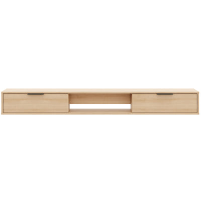 Nordika Slim 72" Wall-Mounted TV Stand with 2 Storage Cabinets - Natural Blonde Oak | Meuble pour téléviseur mural mince Nordika de 72 po avec 2 armoires de rangement - chêne blond naturel