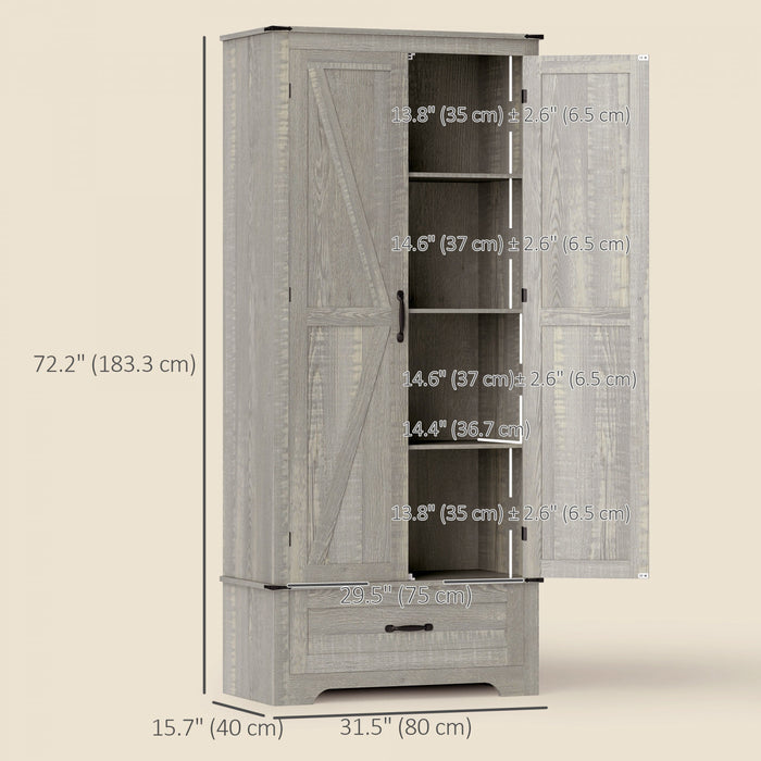 HOMCOM Armoire de garde-manger, armoire de cuisine, gris clair vieilli