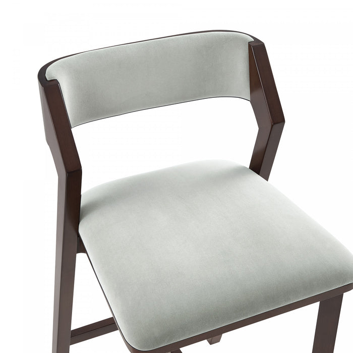 Tabouret de bar moderne en bois Patricia avec revetement en Glacier blanc - Lot de 3