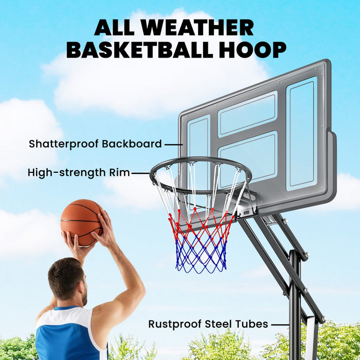 Soozier Panier de Basket Exterieur, Hauteur Reglable de 2,35 m a 3,05 m, Portable