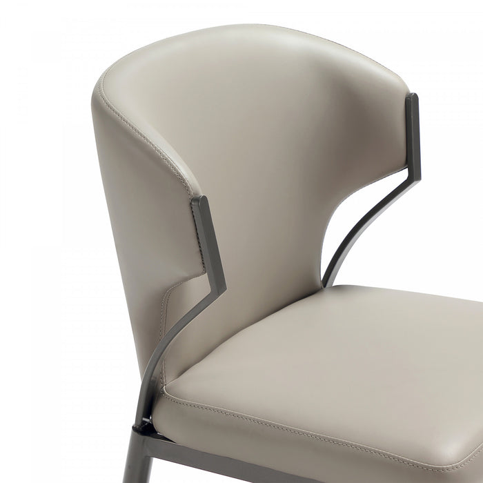 Chaise de salle a manger moderne en metal et cuir vegetalien Kirsten, gris clair - Lot de 2