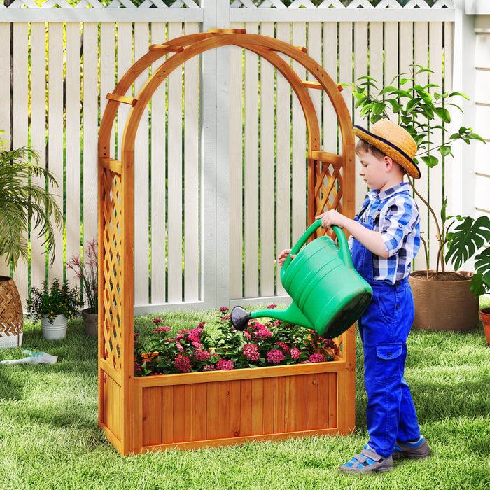 Costway 1 Pc Souleve Lit De Jardin En Bois Boite De Planteur Elevee Avec Treillis En Treillis Et Toit Doule