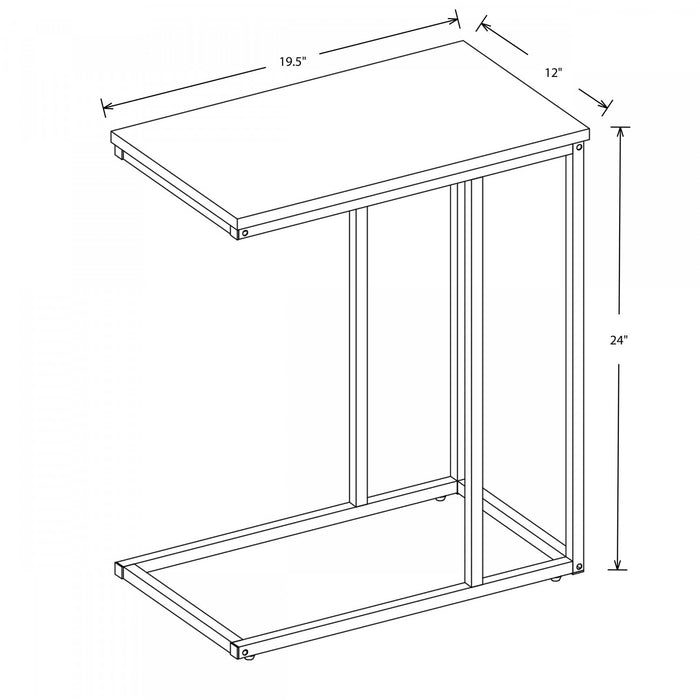 Table de bout en forme de C de 19 po en bois recyclé avec armature en métal