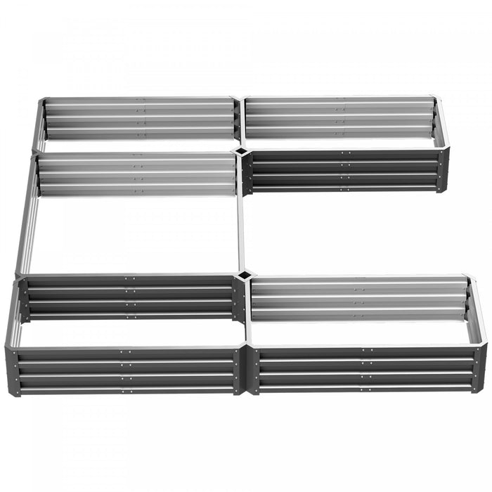 Outsunny 2,4 X 2,4 M Diy Lit De Jardin Sureleve, Lot De 5 Grandes Jardinieres En Acier Pour Plantes D'exterieur, Legumes, Fleurs, Herbes, Assemblage Facile, Gris