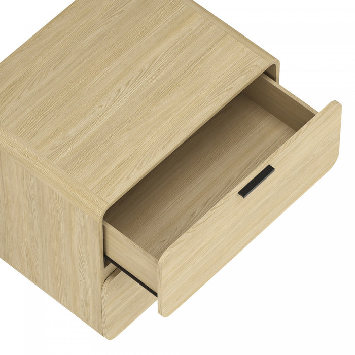 Table de nuit contemporaine moderne Chrystie 66 cm en naturel (2 tiroirs) - Lot de 2