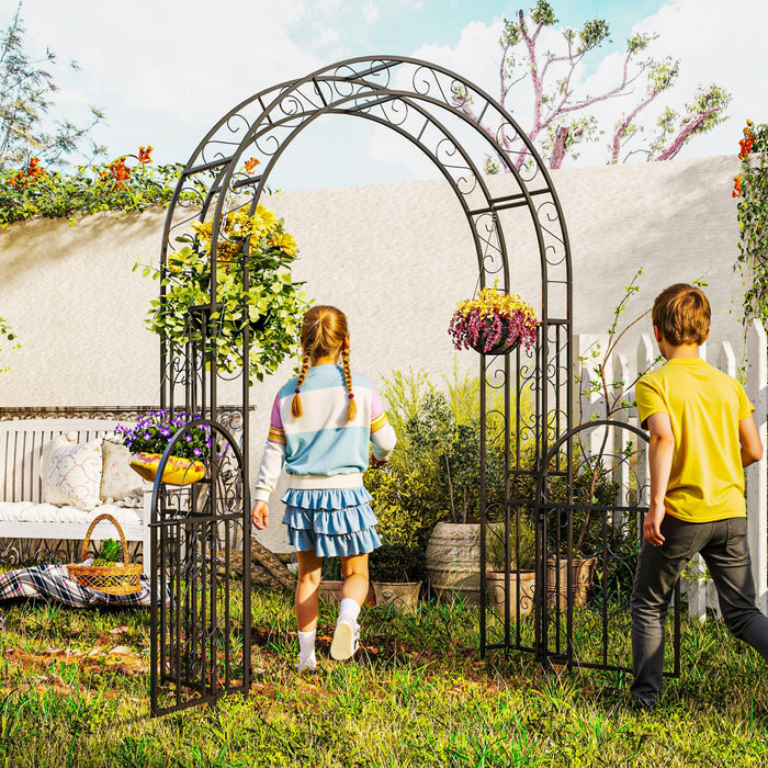 Outsunny Arche De Jardin En Acier De 7,4 Pi Avec Portail, Noir