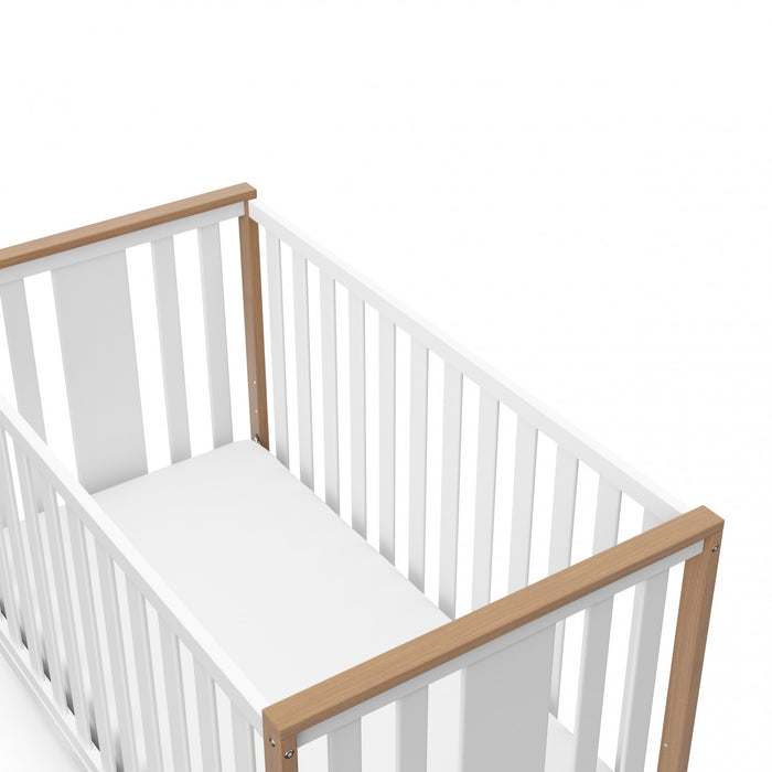 Storkcraft Modern Pacific Lit de bebe convertible 4-en-1 - Blanc avec vintage bois clair