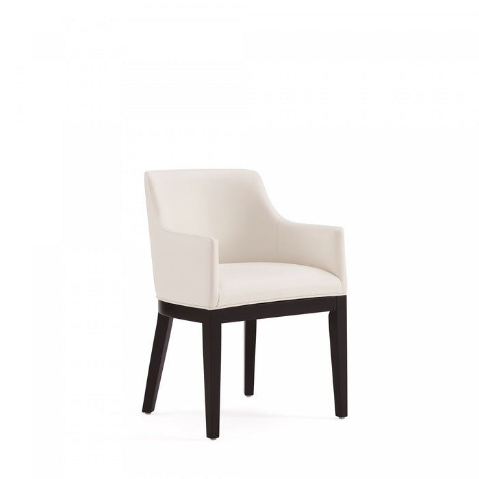 Fauteuil en bois moderne Gansevoort en cuir vegetalien ivoire - Lot de 2