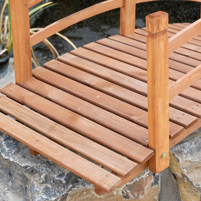 Outsunny Pont De Jardin En Bois De 6 Ft Passerelle En Arc Classique Avec Garde-corps Pour Passerelle De Bassin De Ruisseau Orange