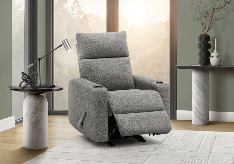 Petit Fauteuil Inclinable Rembourre, Fauteuil Bercant Manuel, Tissu Gris Fonce