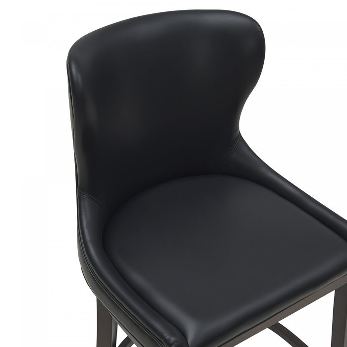 Tabouret de bar Blair moderne en bois avec assise rembourree, coloris noir