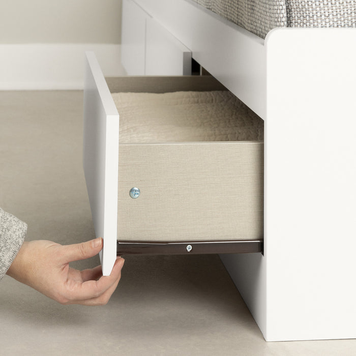 Reevo Ensemble Lit Matelot Avec Tete De Lit Bibliotheque - Blanc Solide